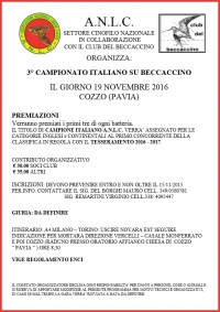 Anlc: Il 19 Novembre al via il 3°Campionato Italiano su Beccaccino