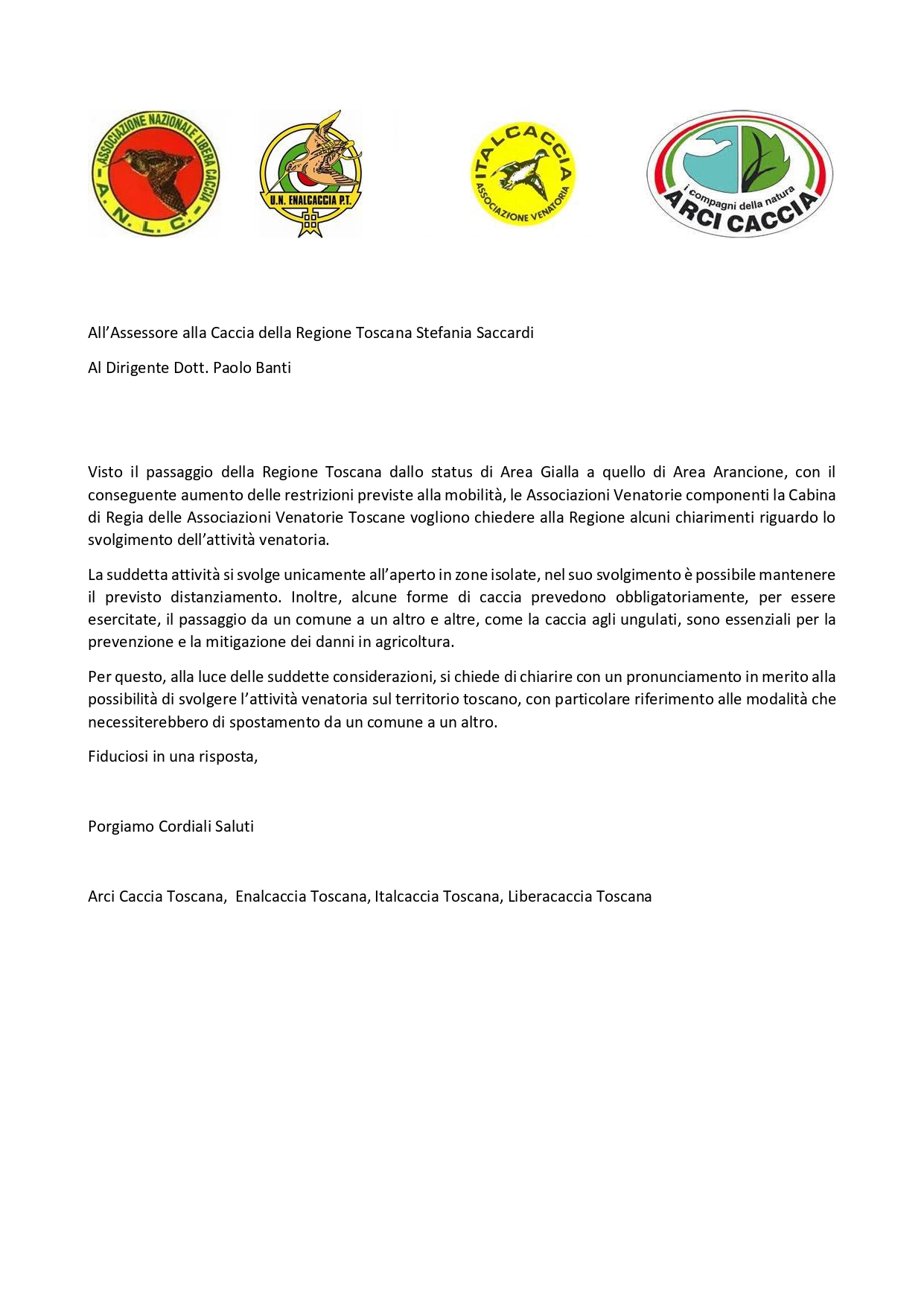Lettera Cabina di Regia Assessore Saccardi page 0001